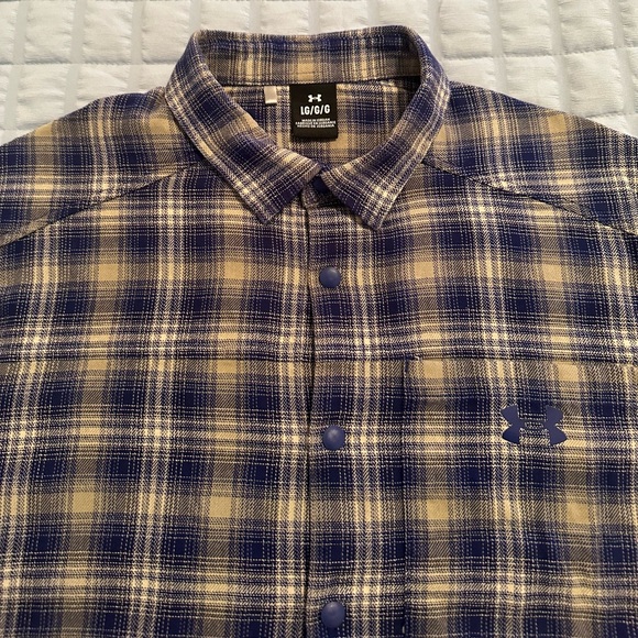 Blue and cream Under Armour‎ Tradesman Flex Flannel Shirt Men’s size L - Picture 7 of 15